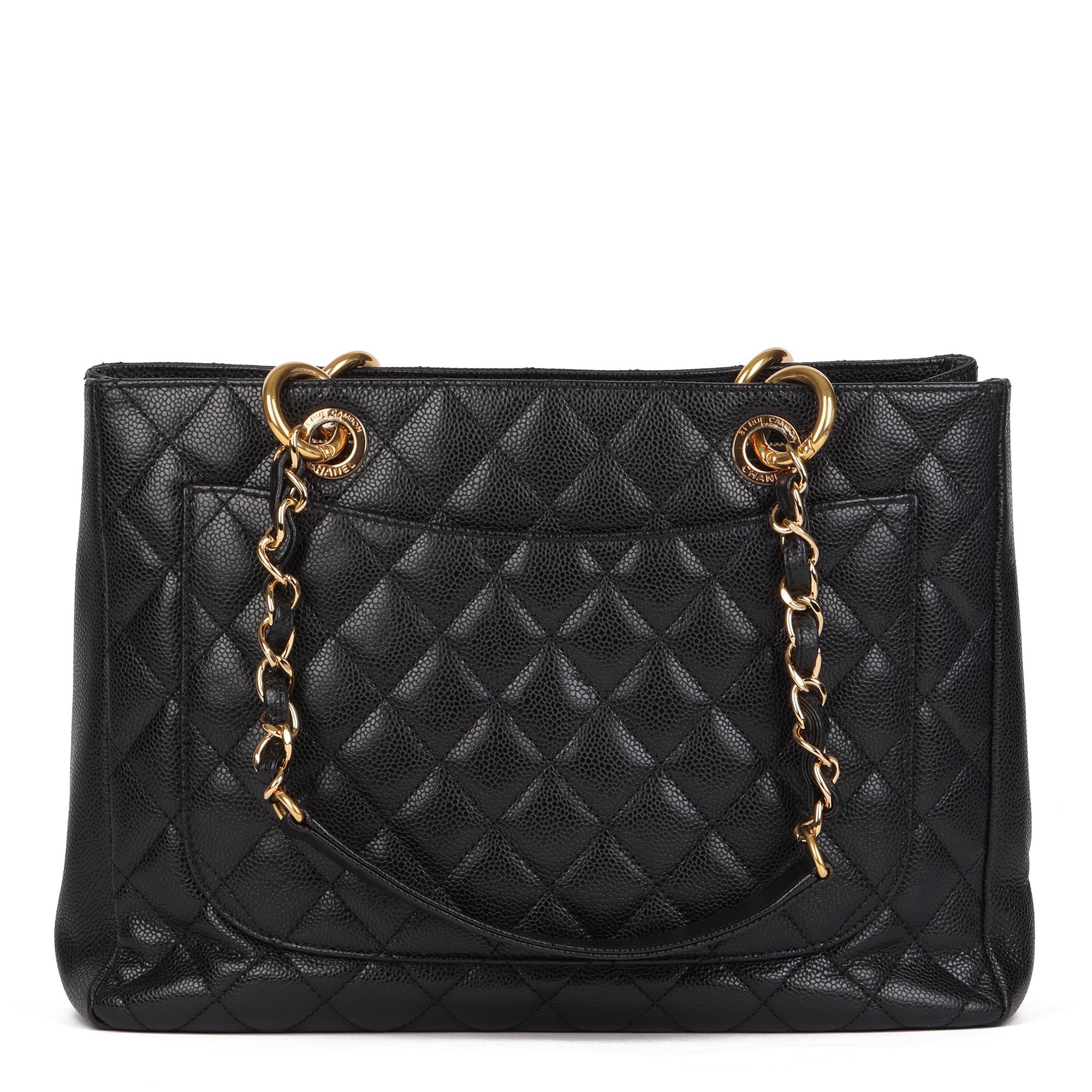 Chanel Black Quilted Caviar Leather Grand Shopping Tote GST 3