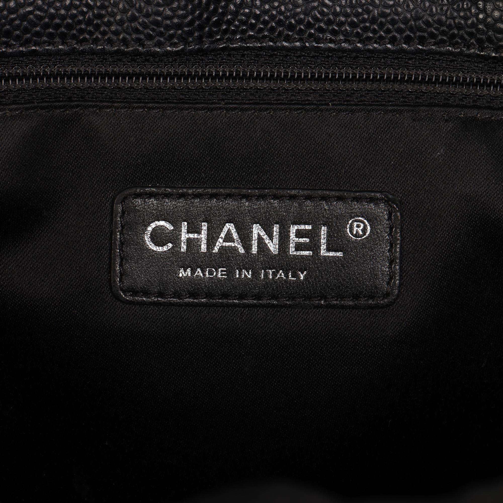Chanel BLACK QUILTED CAVIAR LEATHER GRAND SHOPPING TOTE GST 3