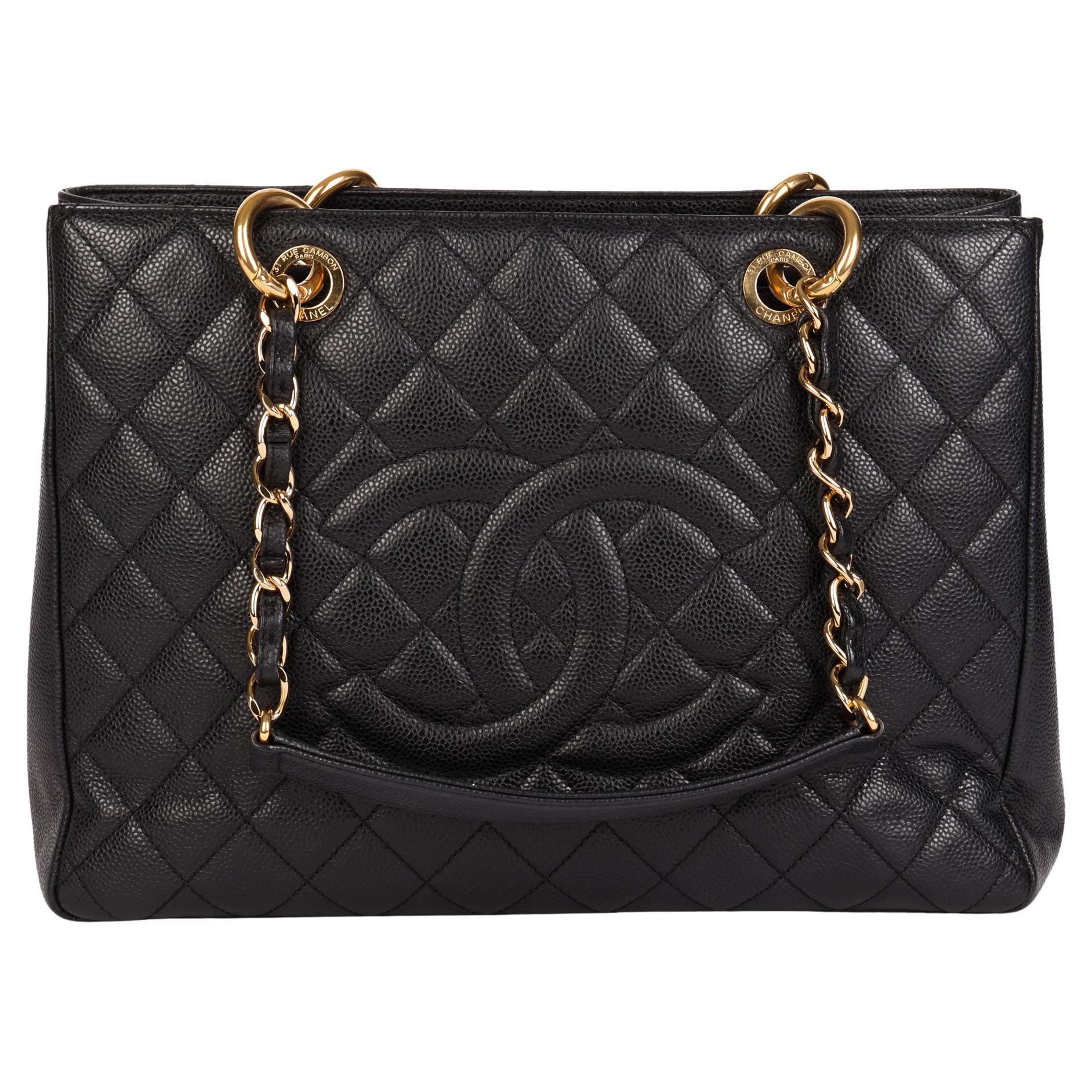 Chanel Black Quilted Caviar Leather Grand Shopping Tote GST