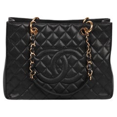 Chanel Black Quilted Caviar Leather Grand Shopping Tote GST