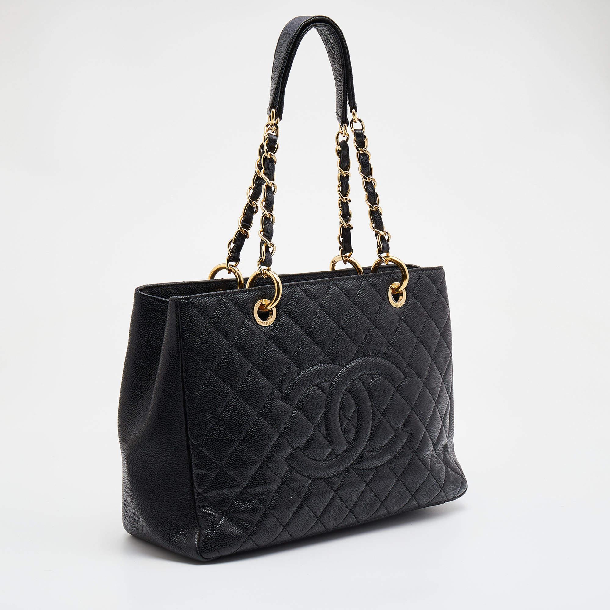 Chanel Black Quilted Caviar Leather GST Shopper Tote 10