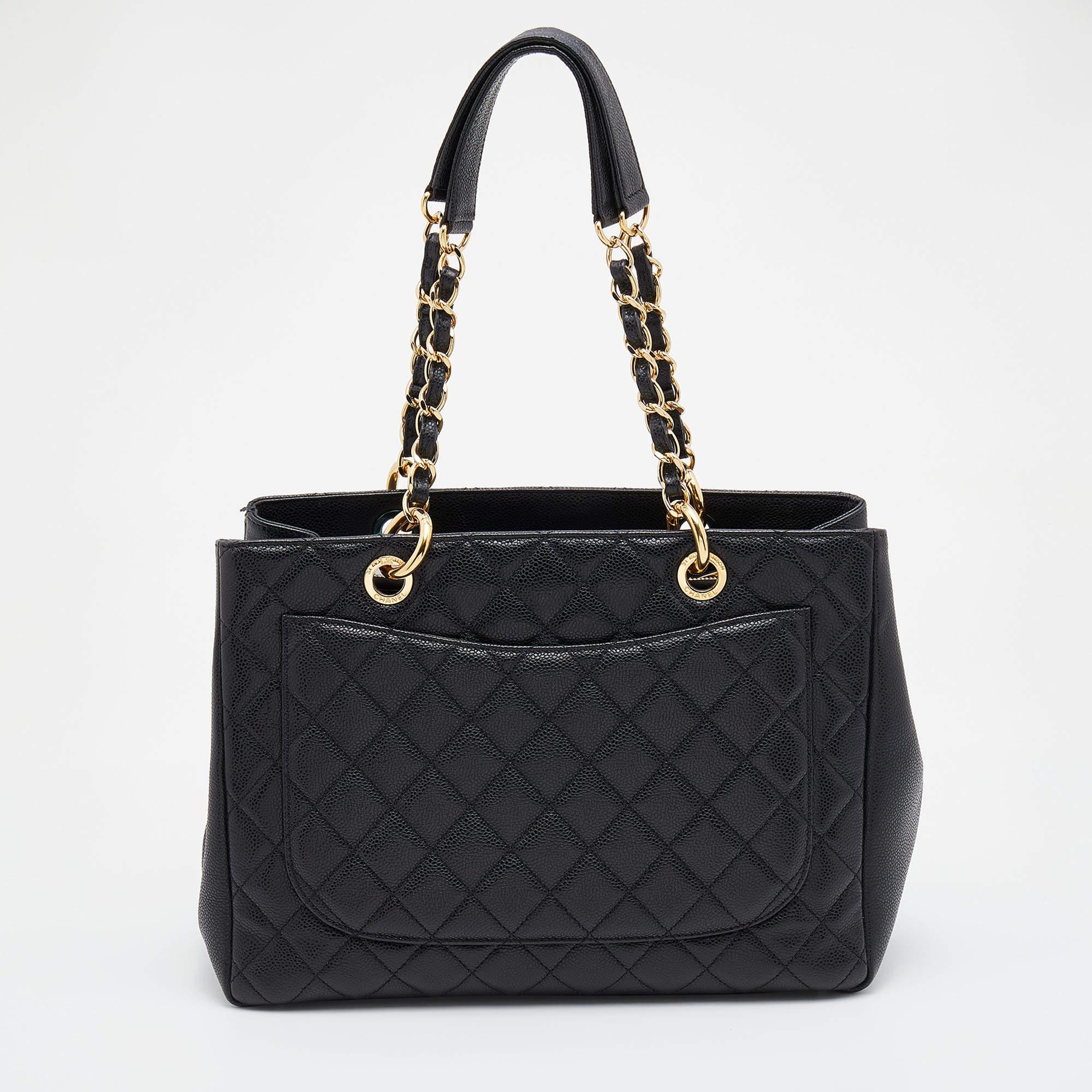 Chanel Black Quilted Caviar Leather GST Shopper Tote 12