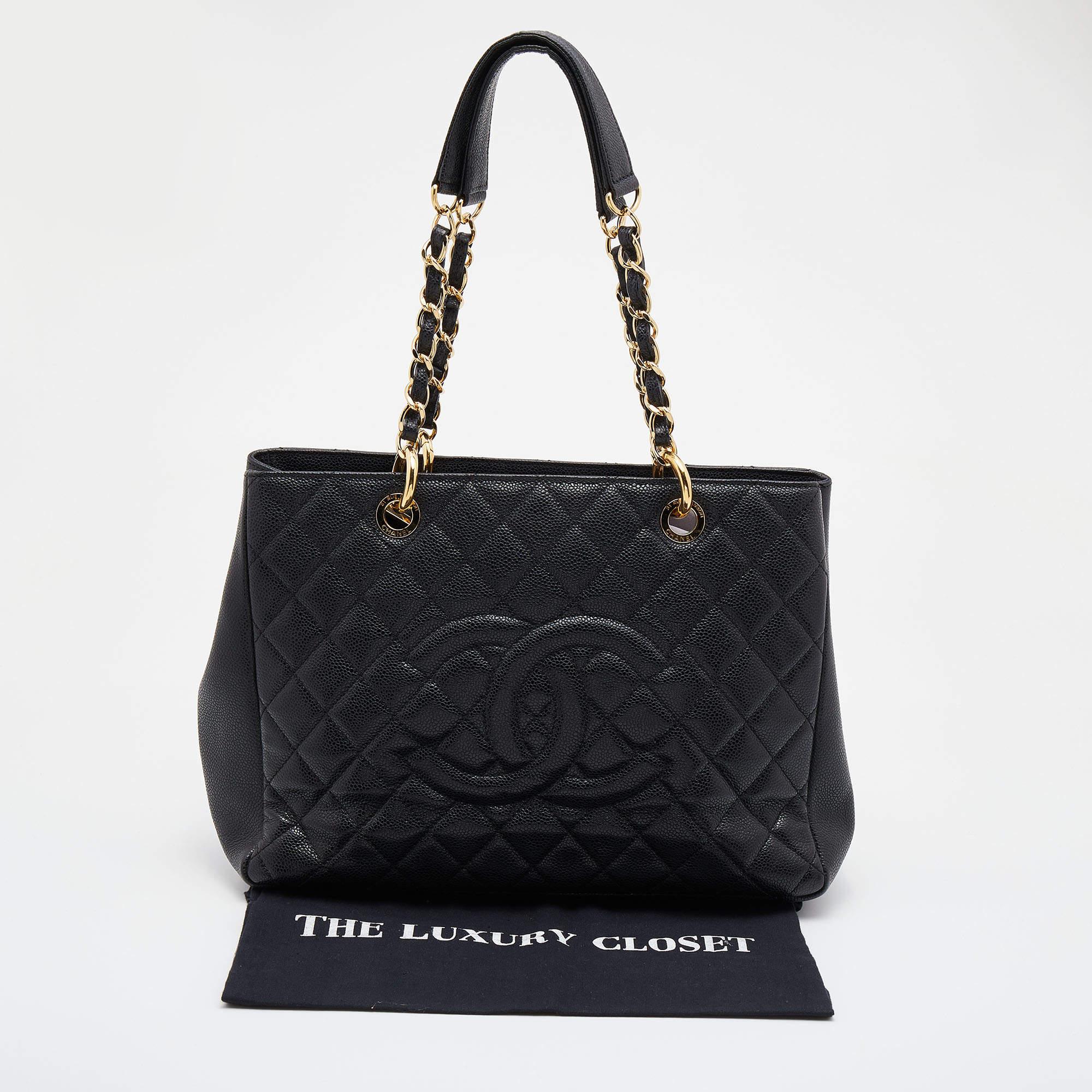 Chanel Black Quilted Caviar Leather GST Shopper Tote 13