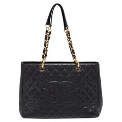 Chanel Black Quilted Caviar Leather GST Tote