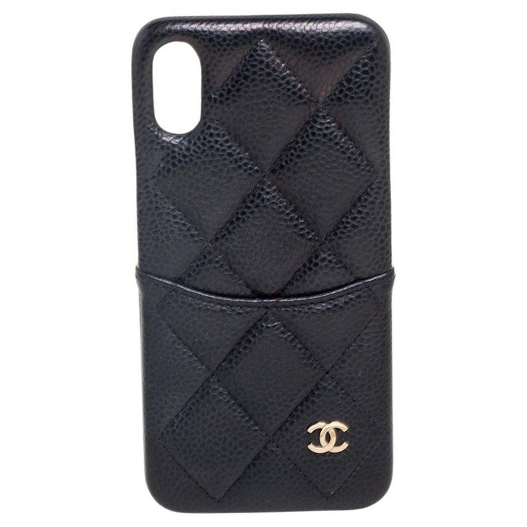 Chanel Black Quilted Caviar Leather iPhone X Case