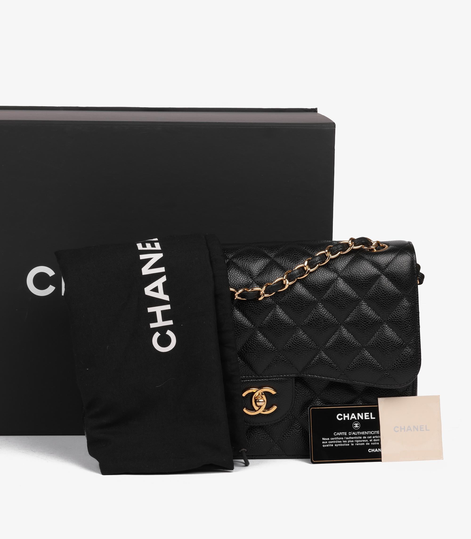 Chanel Black Quilted Caviar Leather Jumbo Classic Double Flap Bag im Angebot 7