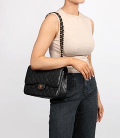 Chanel Black Quilted Caviar Leather Jumbo Classic Double Flap Bag