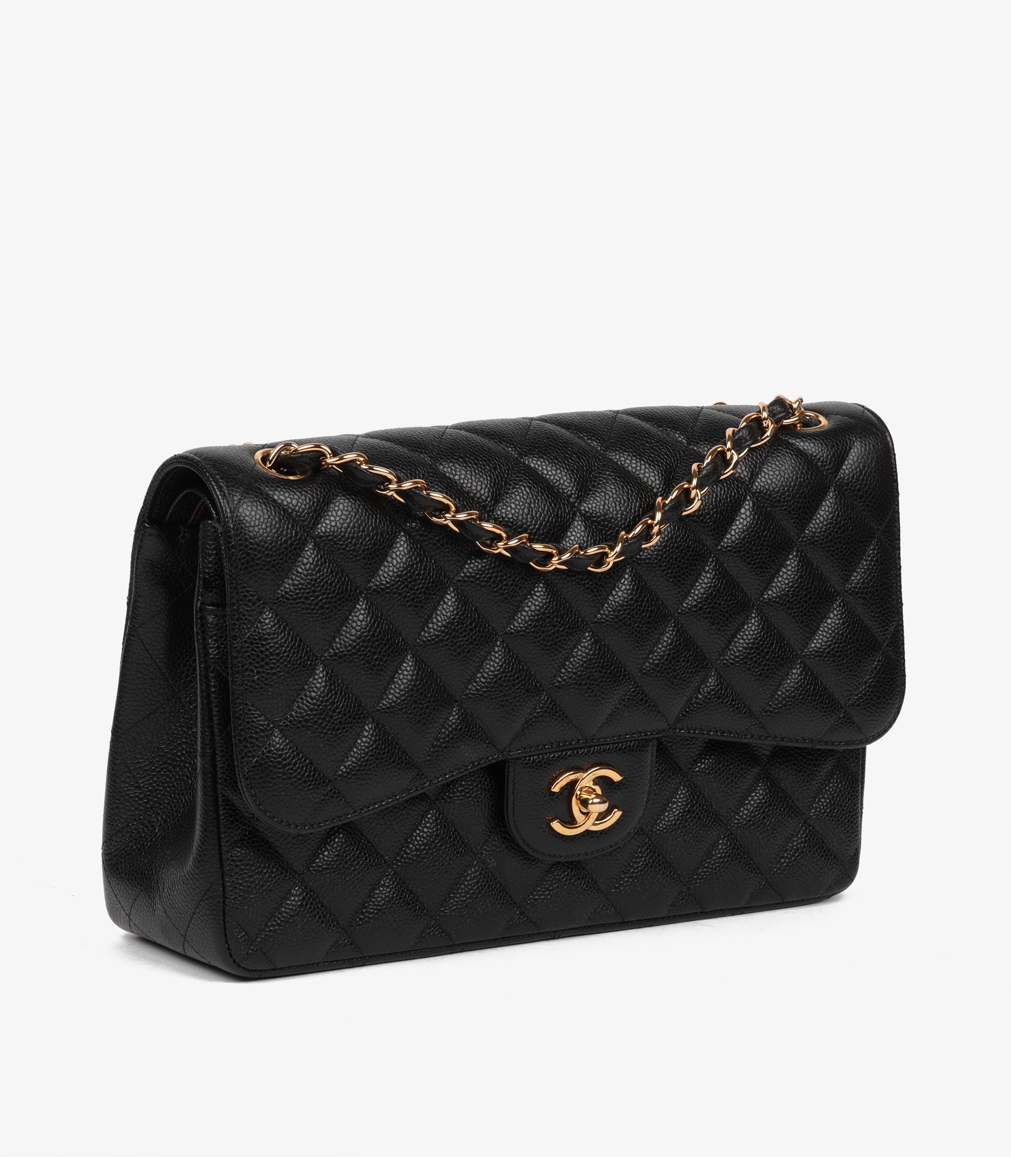 Chanel Black Quilted Caviar Leather Jumbo Classic Double Flap Bag In Excellent Condition For Sale In Bishop's Stortford, Hertfordshire