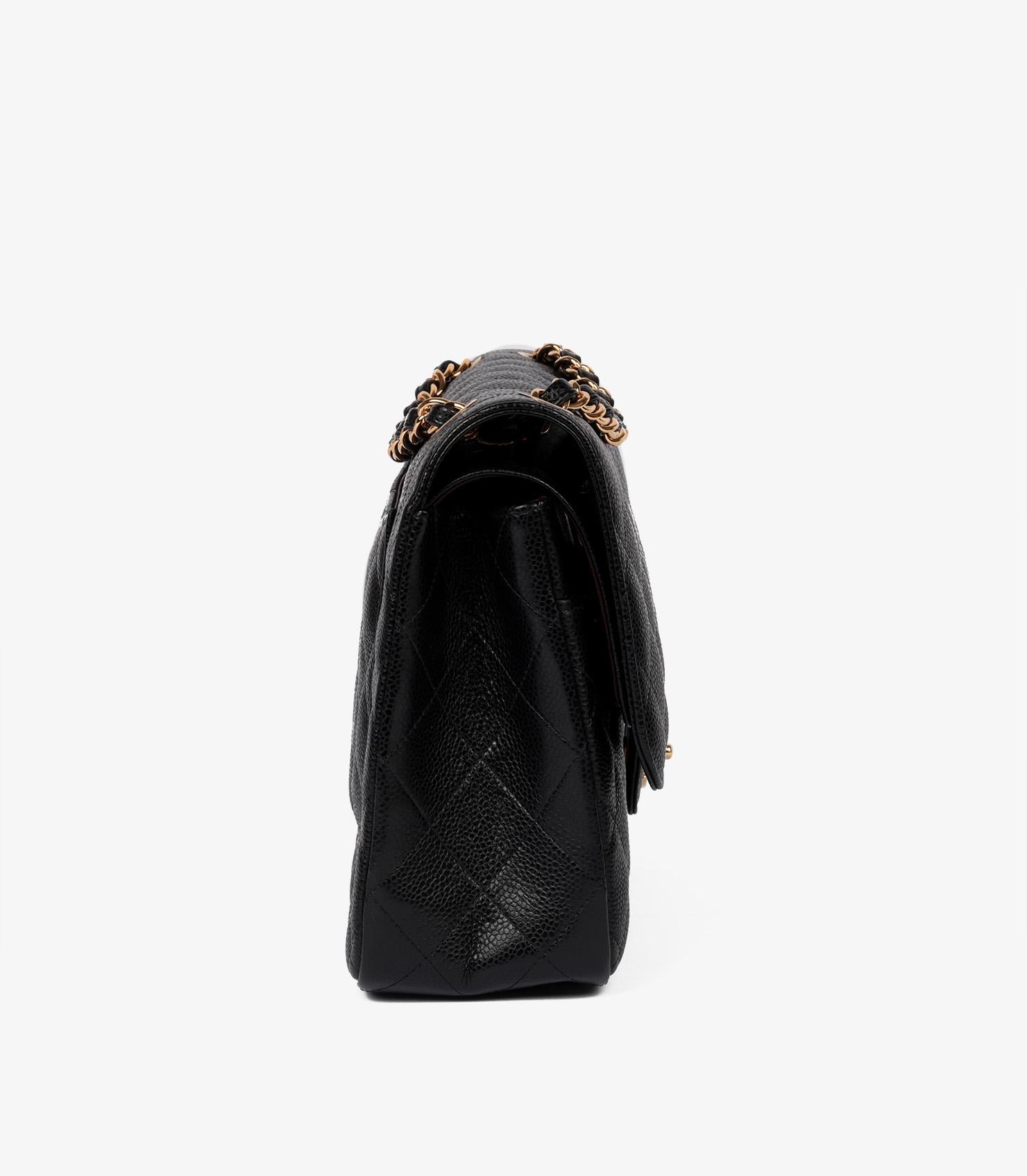 Chanel Black Quilted Caviar Leather Jumbo Classic Double Flap Bag In Excellent Condition In Bishop's Stortford, Hertfordshire