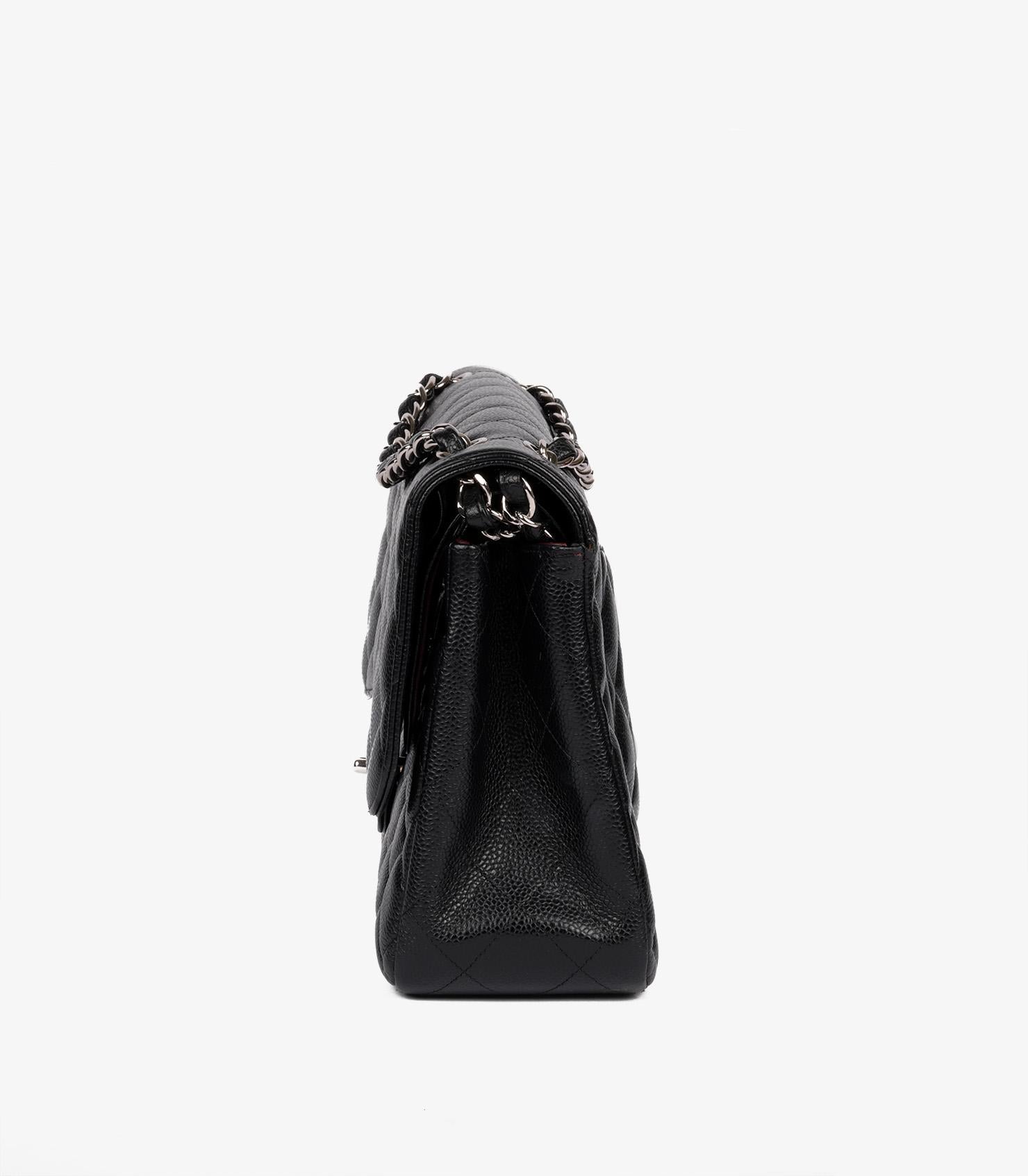 Women's Chanel Black Quilted Caviar Leather Jumbo Classic Double Flap Bag