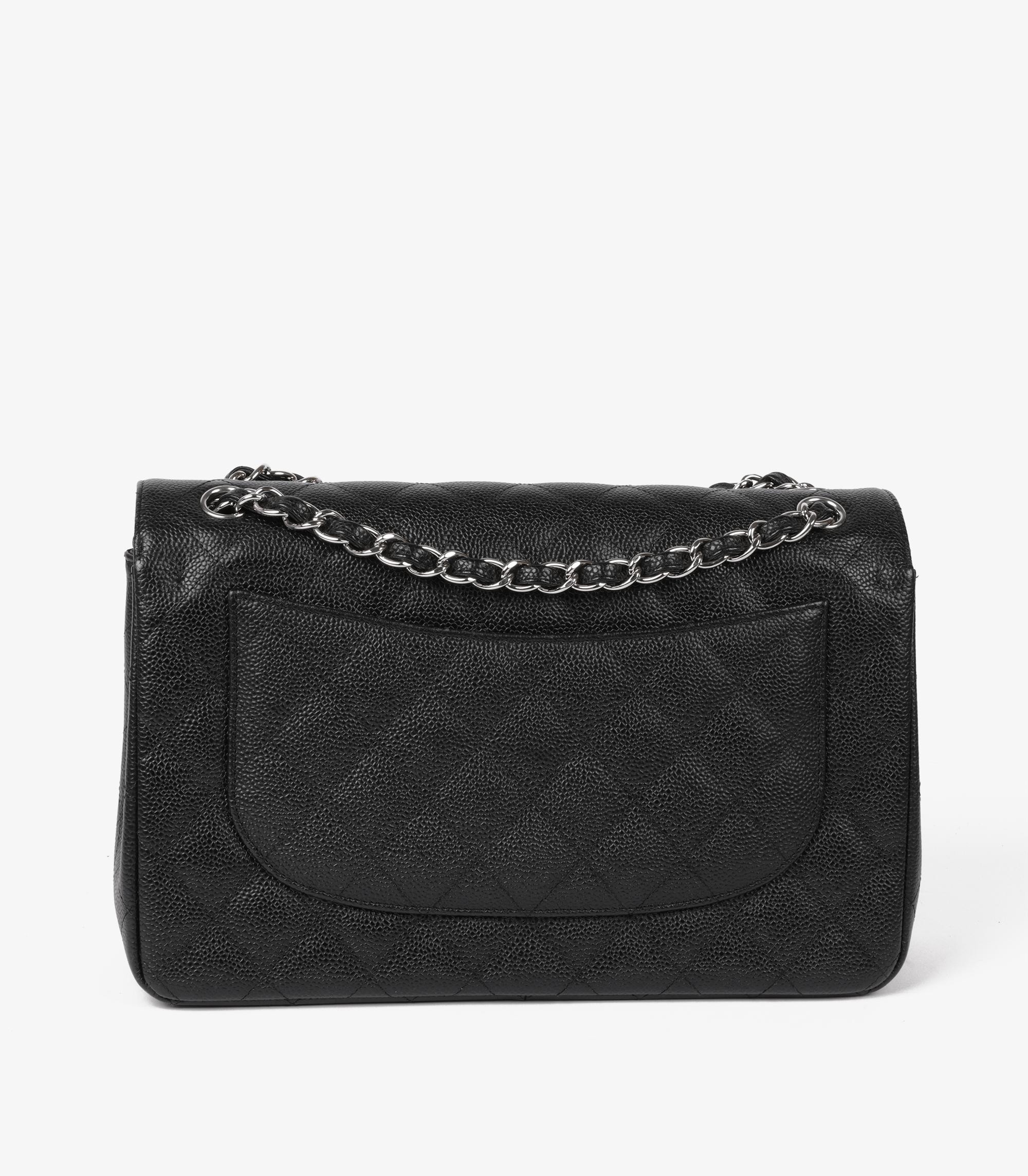 Femenino o masculino Chanel Negro Acolchado Caviar Piel Bolso Jumbo Classic Doble Solapa
