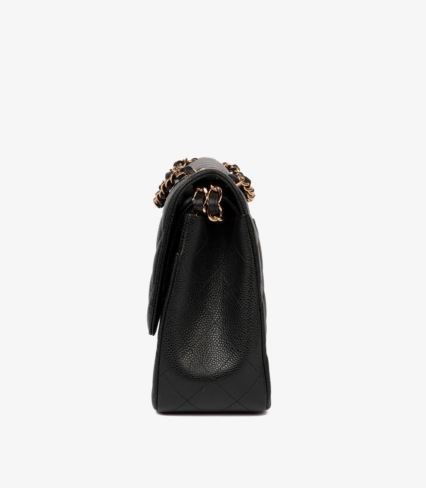 Chanel - Sac à double rabat classique Jumbo en cuir texturé noir matelassé Excellent état - En vente à Bishop's Stortford, Hertfordshire