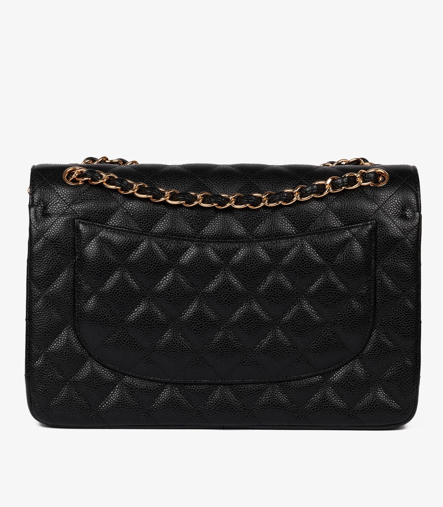 Chanel Black Quilted Caviar Leather Jumbo Classic Double Flap Bag 1