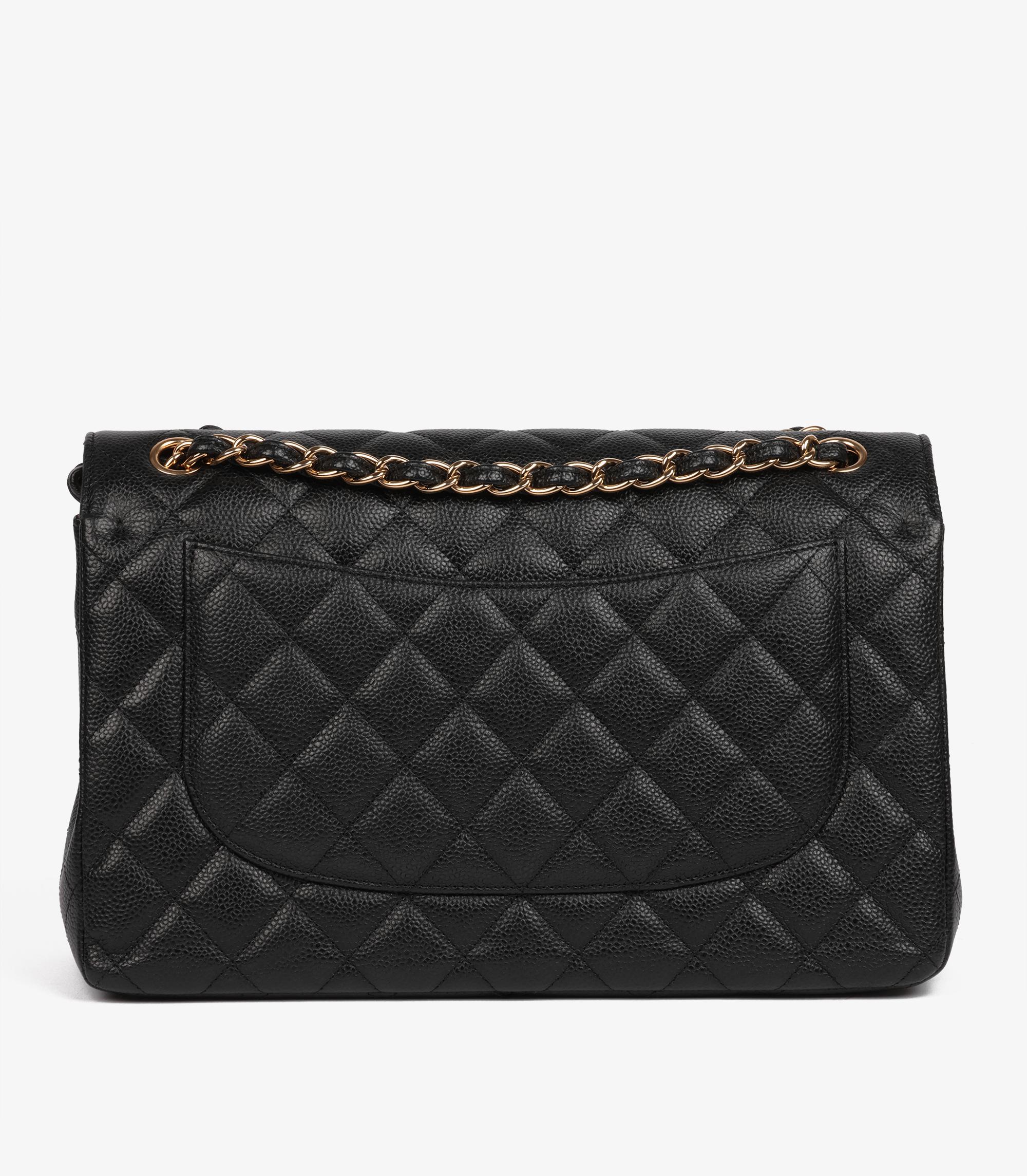 Chanel  Sac classique à double rabat en cuir caviar matelassé noir Unisexe en vente