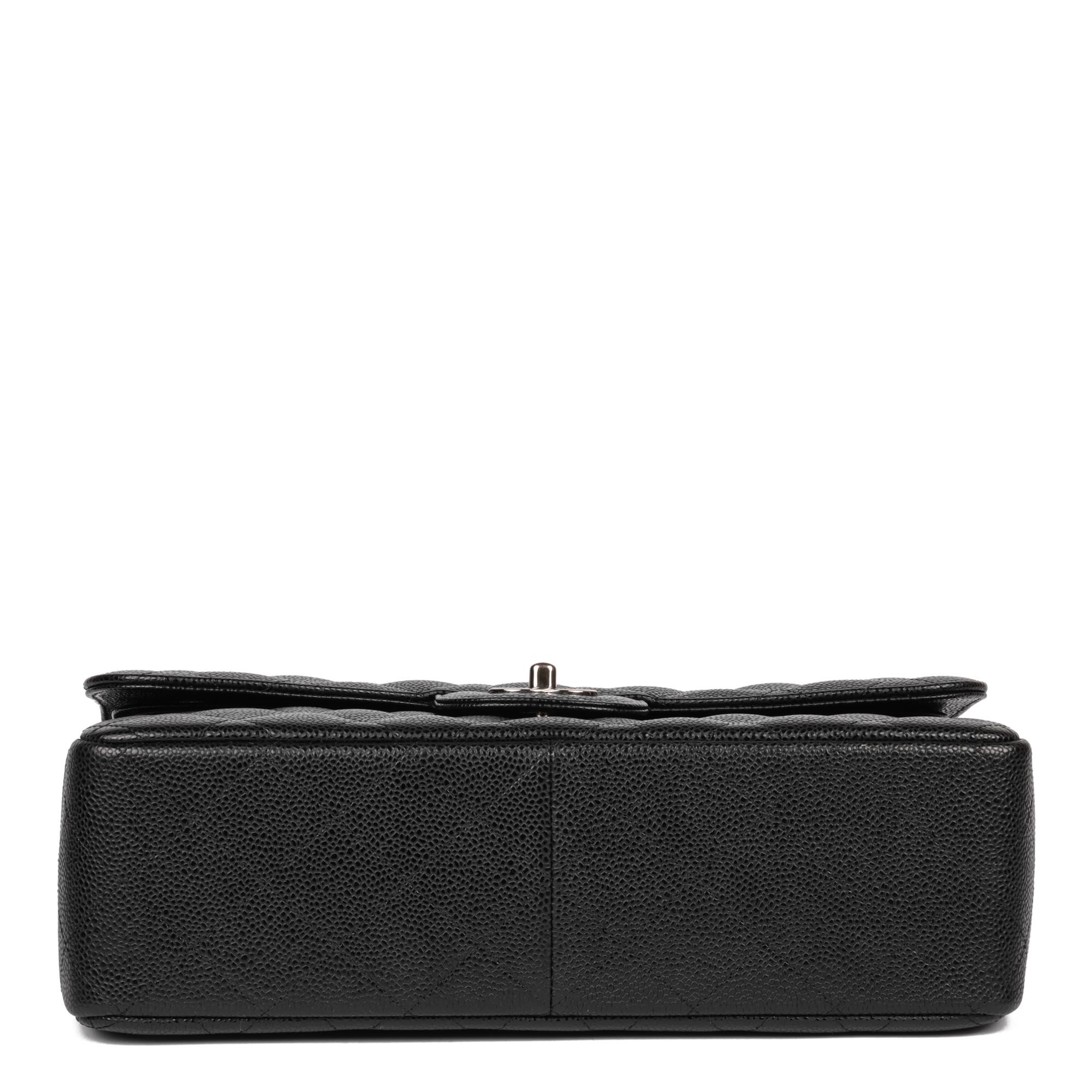 CHANEL Bolso Jumbo Clásico Negro Acolchado Piel Caviar Doble Solapa 2
