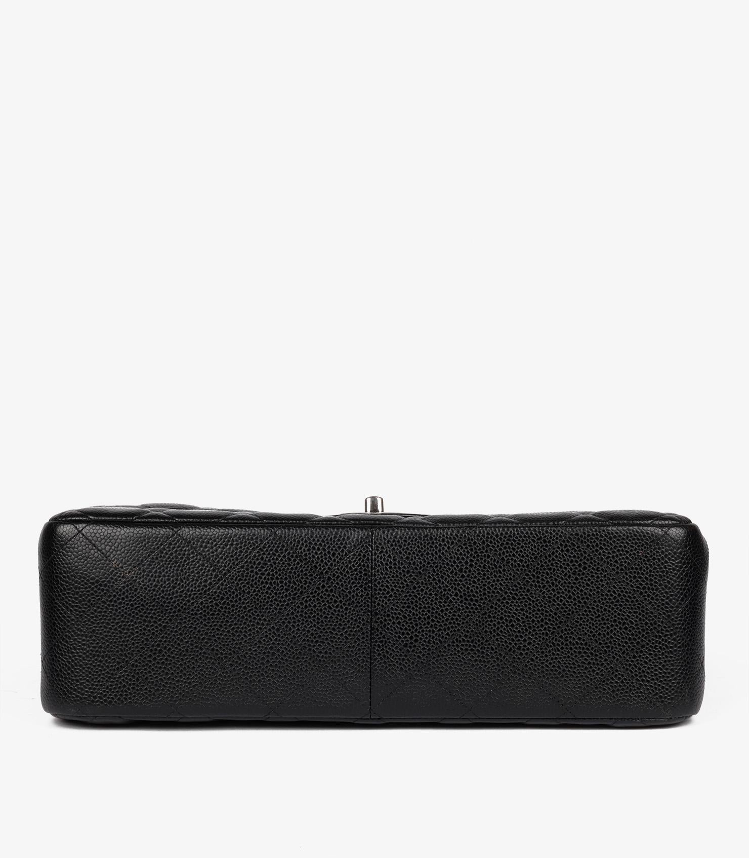 Chanel Black Quilted Caviar Leather Jumbo Classic Double Flap Bag 2