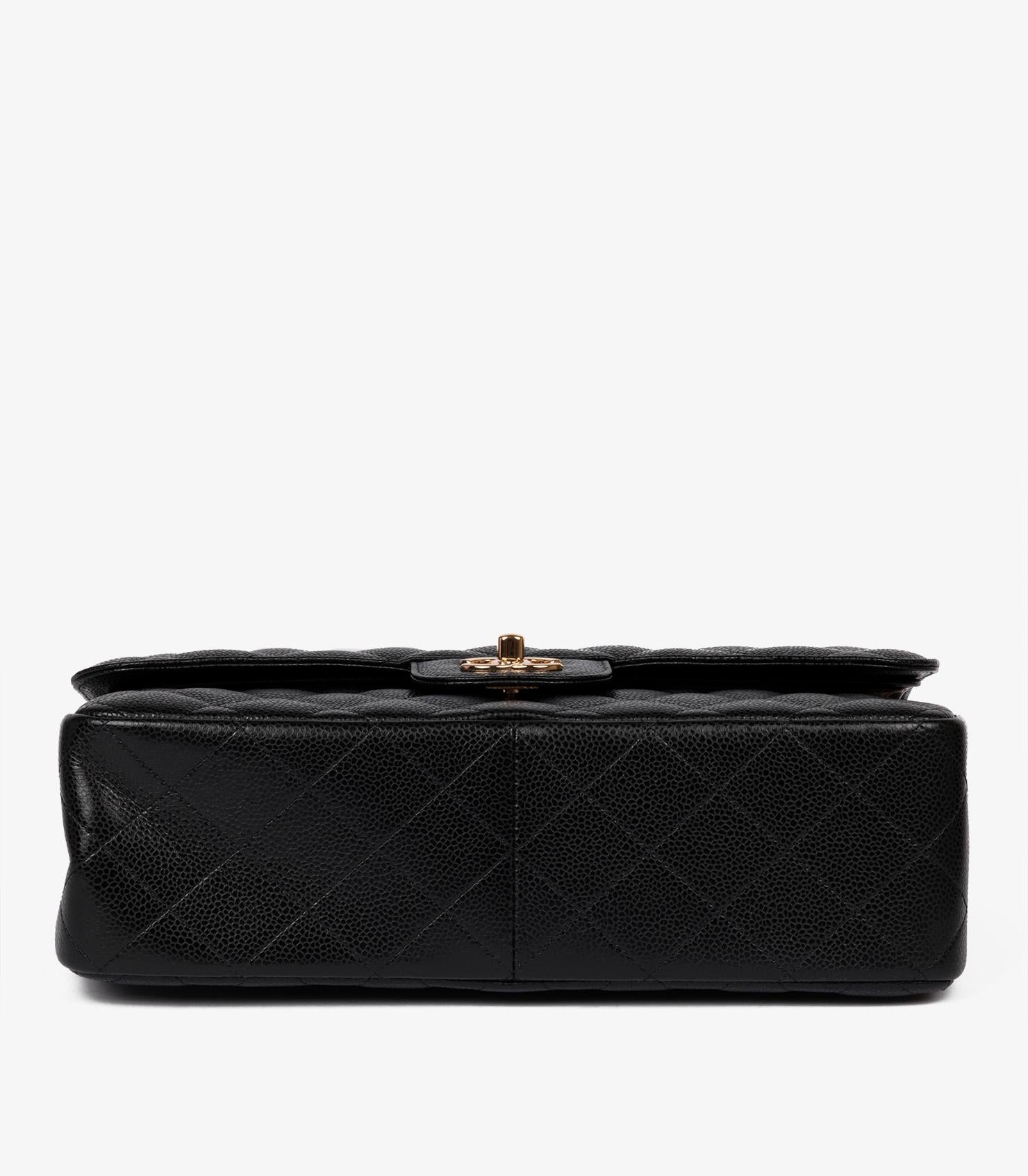 Chanel Black Quilted Caviar Leather Jumbo Classic Double Flap Bag 2