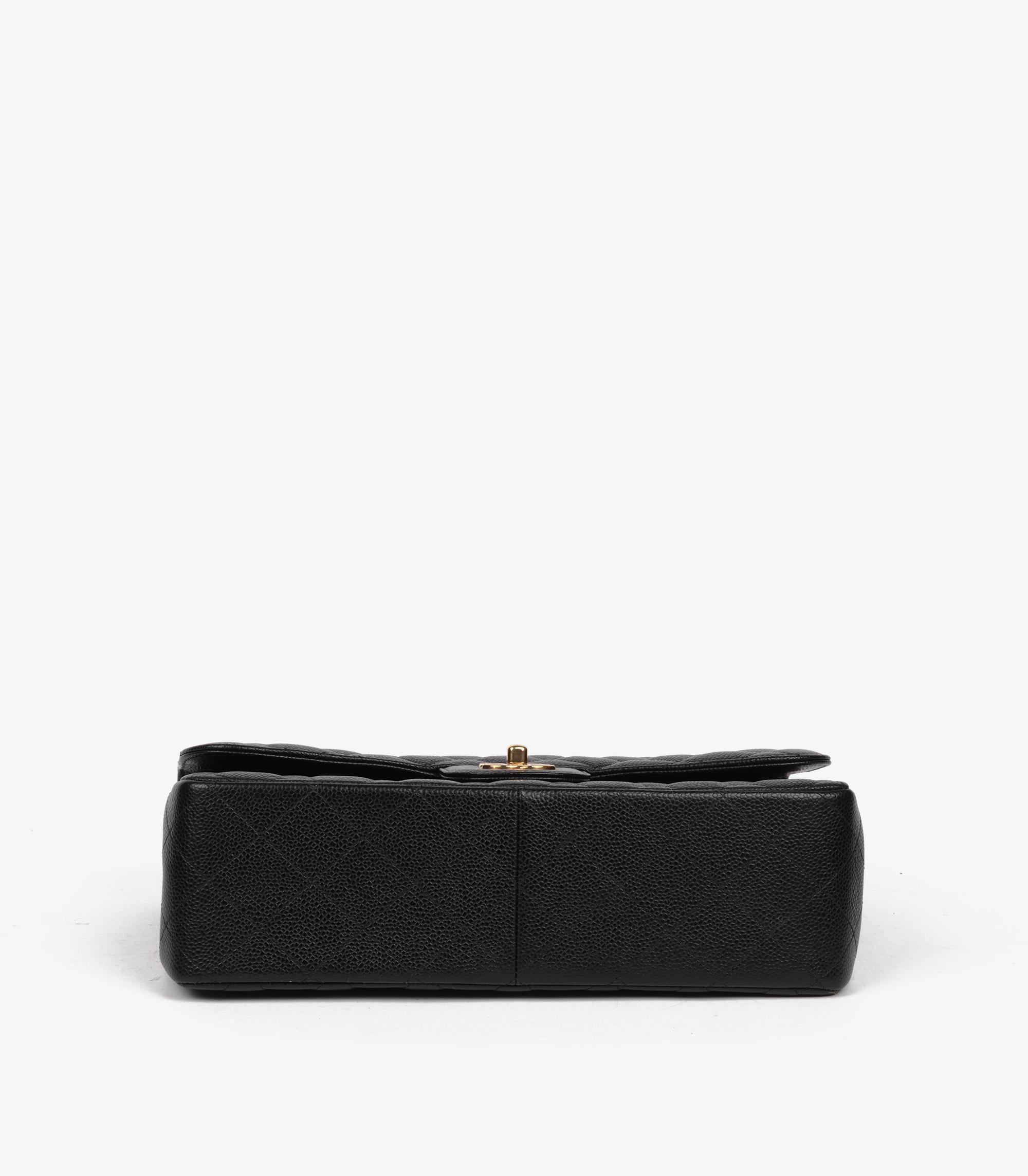 Chanel Black Quilted Caviar Leather Jumbo Classic Double Flap Bag im Angebot 2