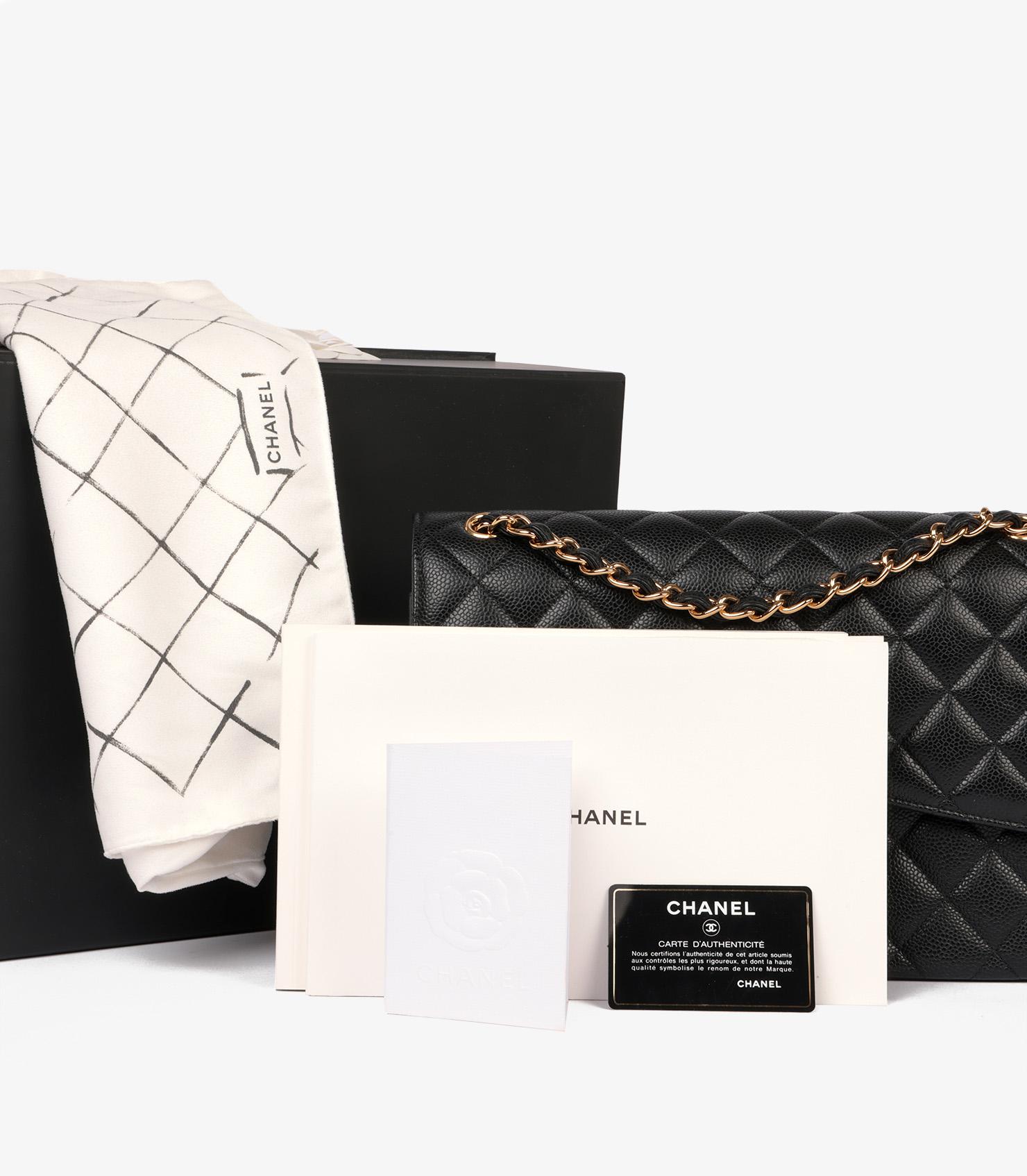 Chanel - Sac à double rabat classique Jumbo en cuir texturé noir matelassé en vente 4