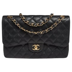 Chanel Classic Flap So Classic Jumbo Maxi Black Sequins Shoulder Bag