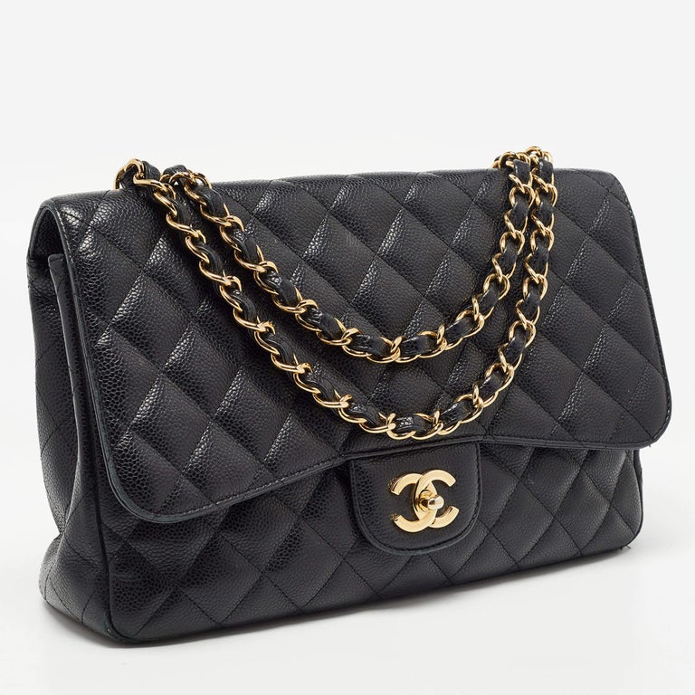 Black Quilted Patent Leather New Classic Double Flap Jumbo