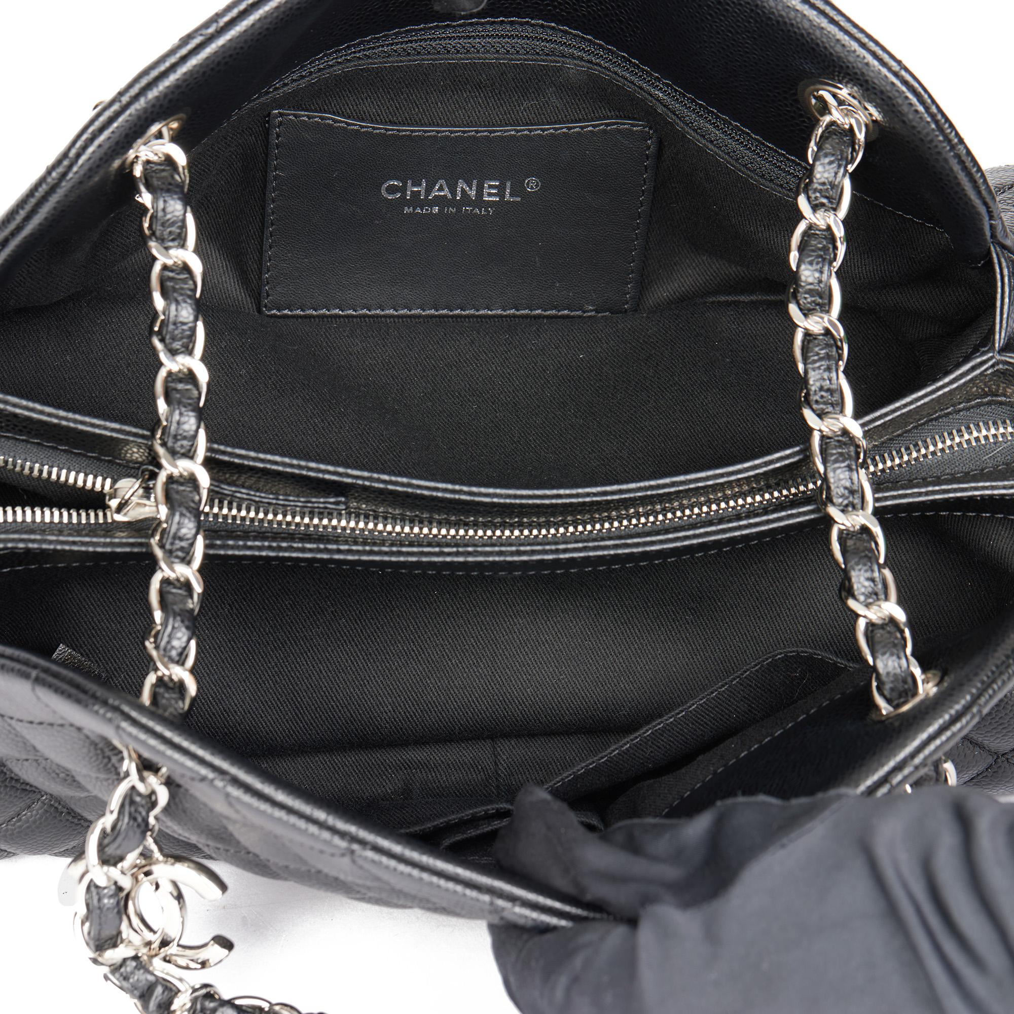 CHANEL Black Quilted Caviar Leather Just Mademoiselle Bowling Bag 6