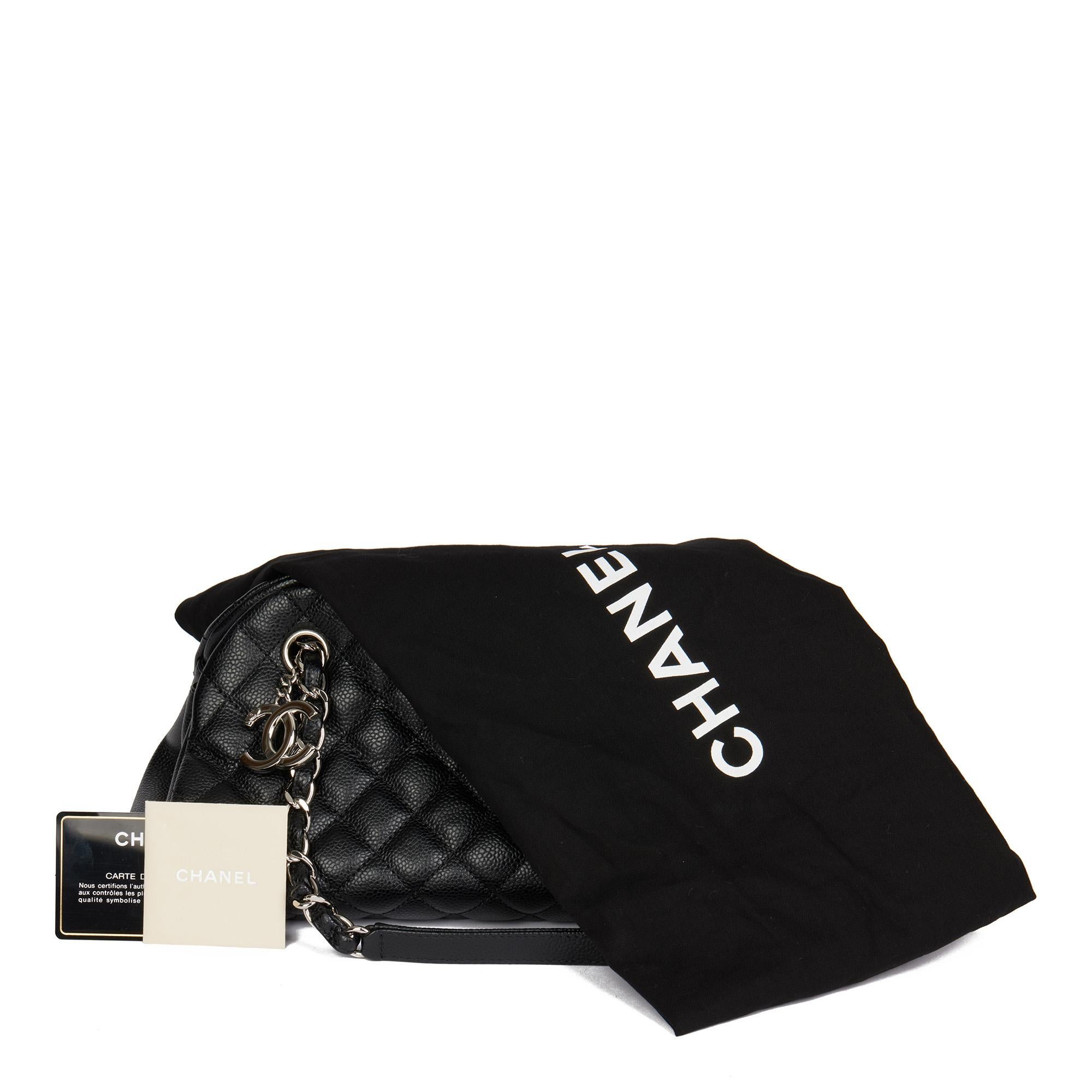 CHANEL Black Quilted Caviar Leather Just Mademoiselle Bowling Bag 7