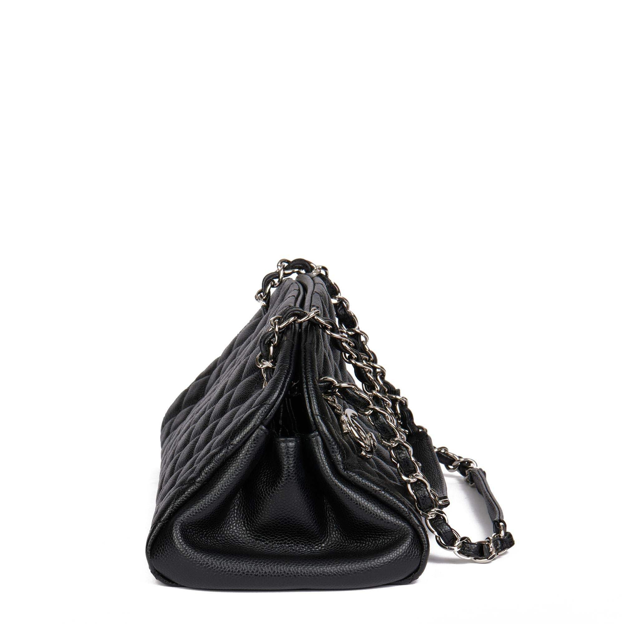 Women's CHANEL Black Quilted Caviar Leather Just Mademoiselle Bowling Bag
