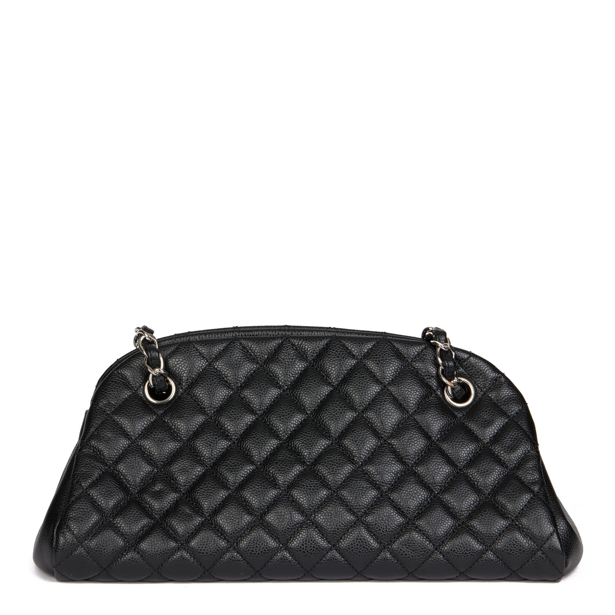 CHANEL Black Quilted Caviar Leather Just Mademoiselle Bowling Bag 1