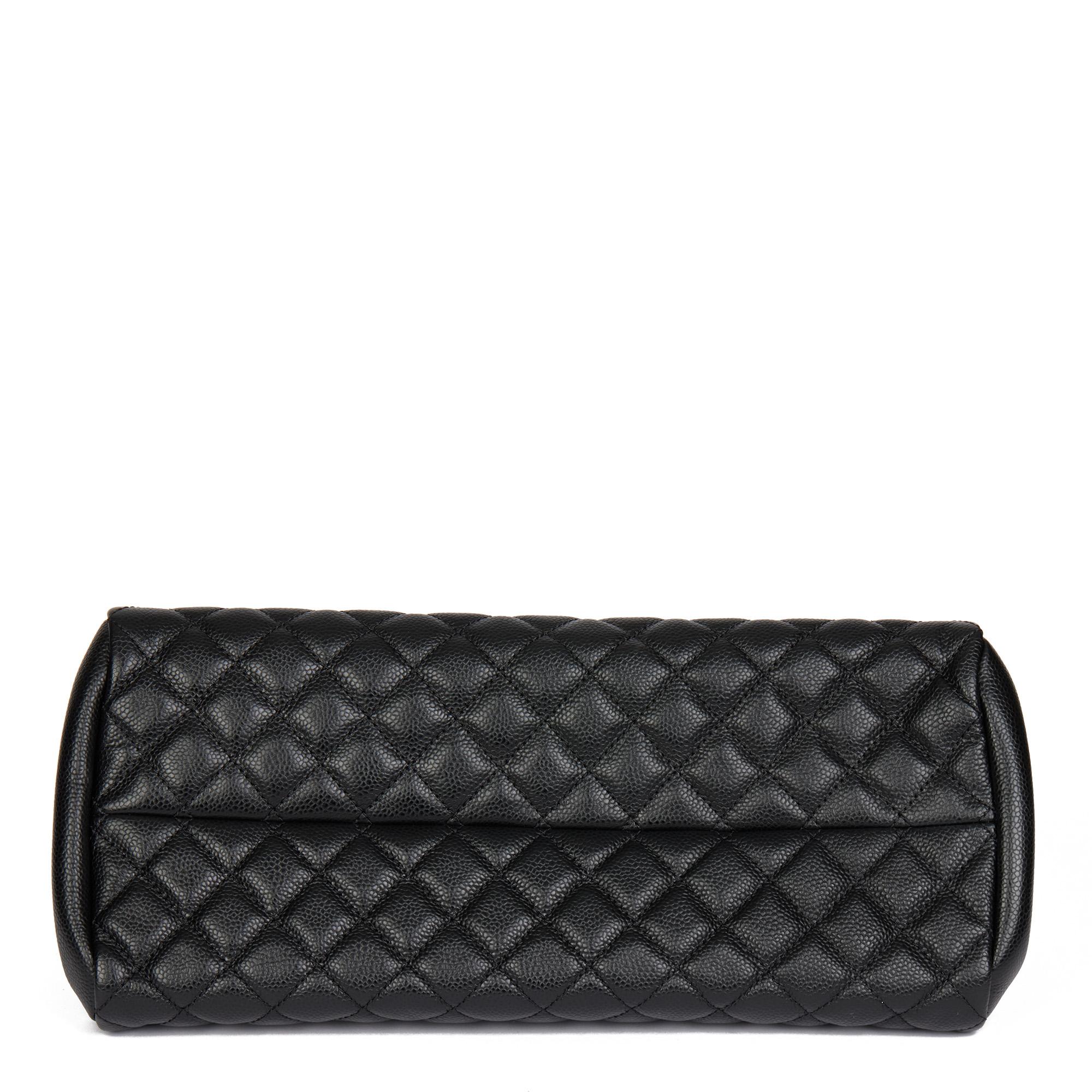 CHANEL Black Quilted Caviar Leather Just Mademoiselle Bowling Bag 2