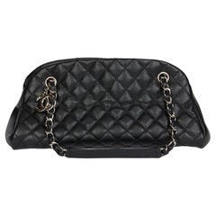 CHANEL Black Quilted Caviar Leather Just Mademoiselle Bowling Bag