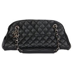 CHANEL Schwarze gesteppte Kaviar-Leder-Schalentasche Just Mademoiselle