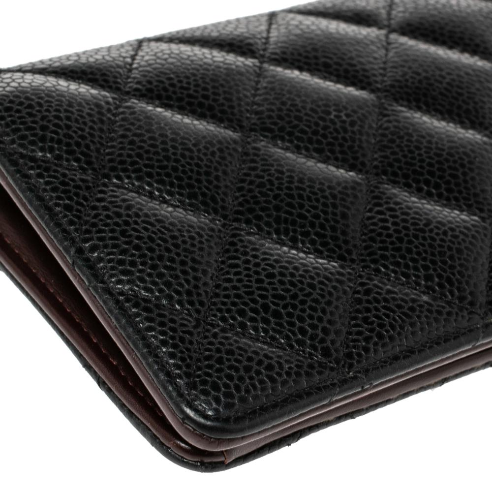 Chanel Black Quilted Caviar Leather L Yen Continental Wallet 8