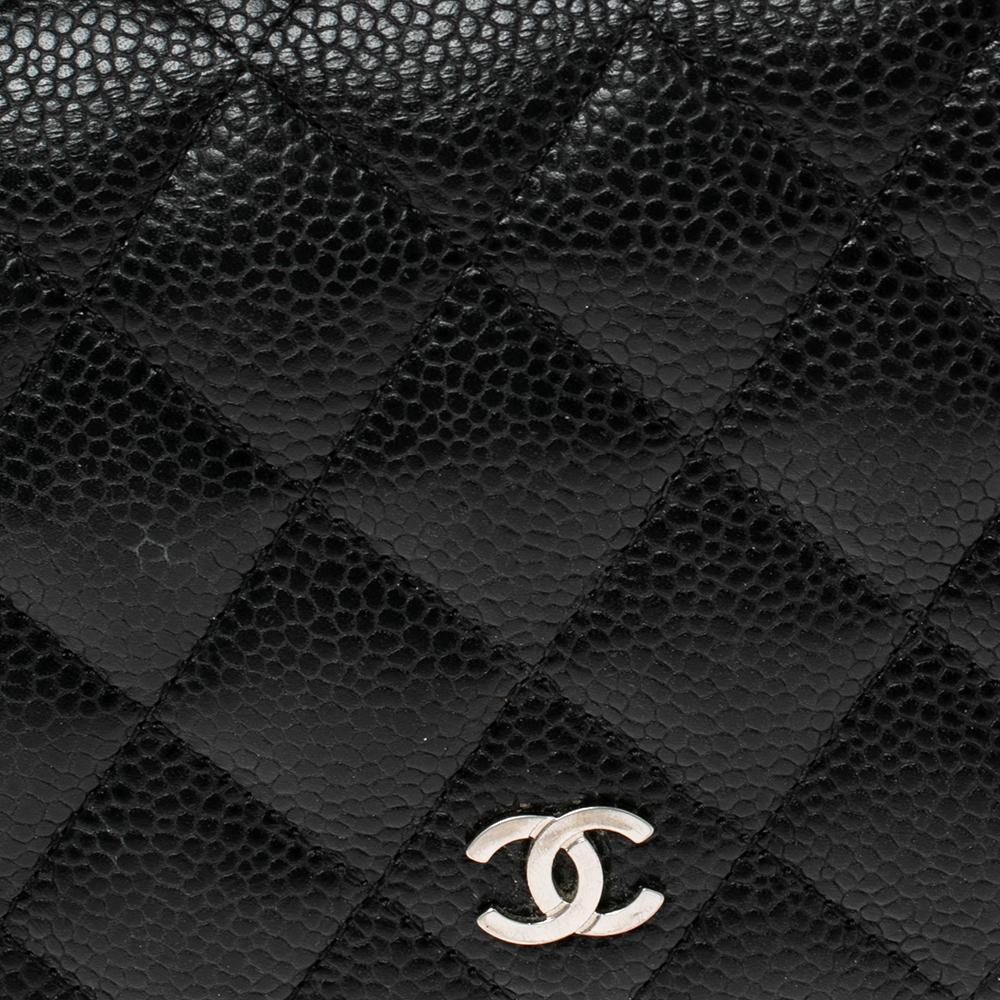 Chanel Black Quilted Caviar Leather L Yen Continental Wallet 2