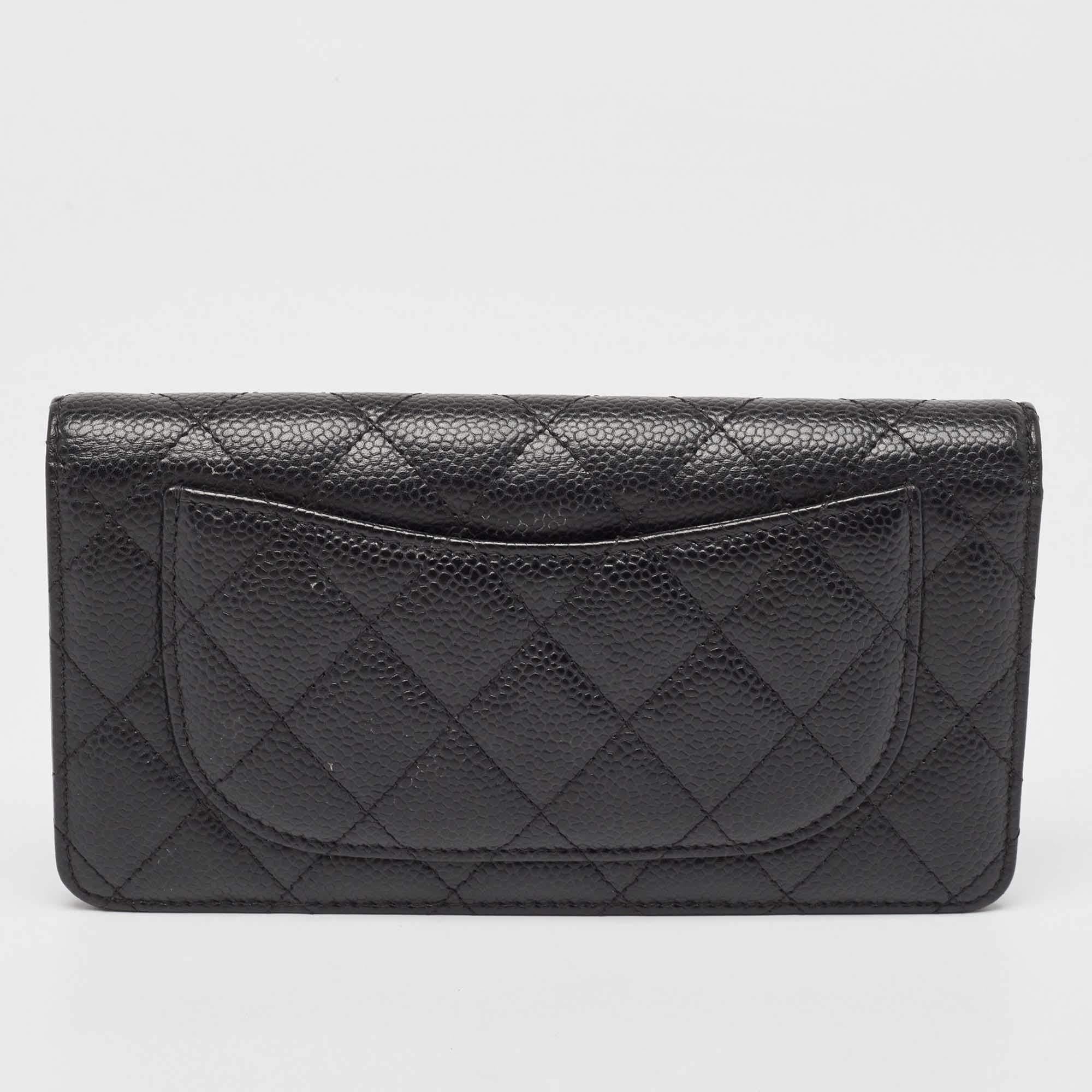 Chanel Black Quilted Caviar Leather L Yen Continental Wallet 3