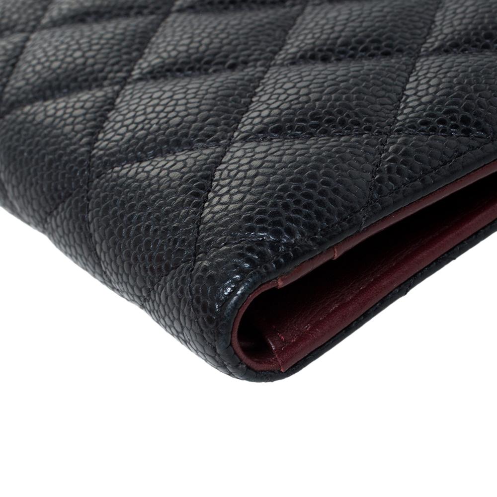 Women's Chanel Black Quilted Caviar Leather L Yen Continental Wallet