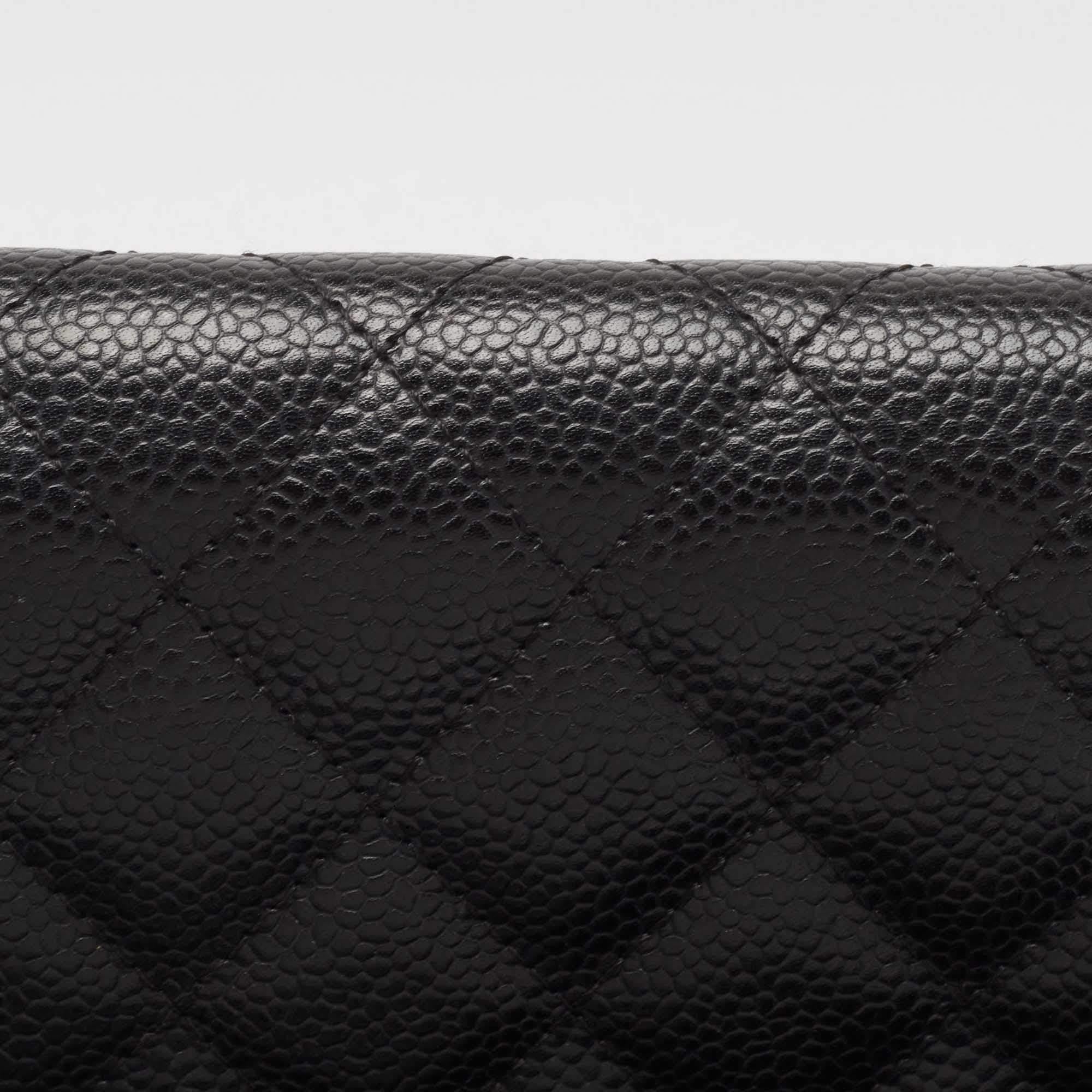 Chanel Black Quilted Caviar Leather L Yen Continental Wallet 4