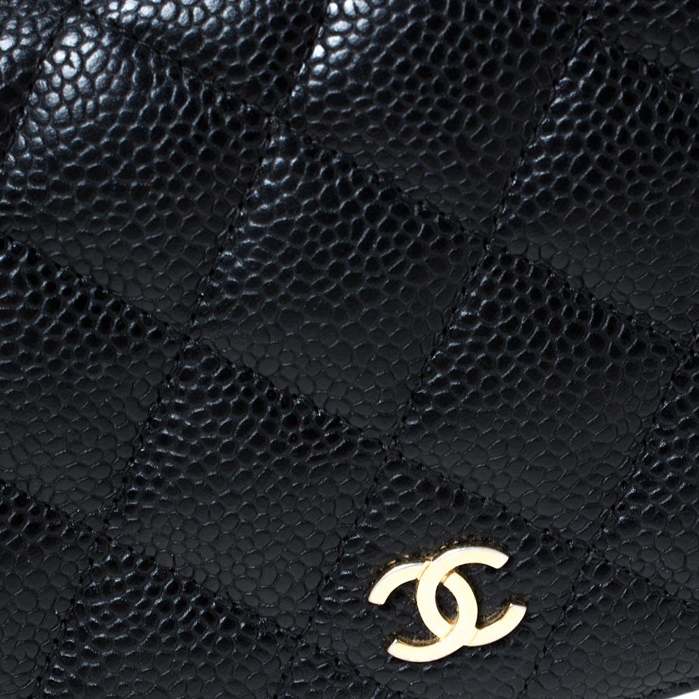 Chanel Black Quilted Caviar Leather L Yen Continental Wallet 1