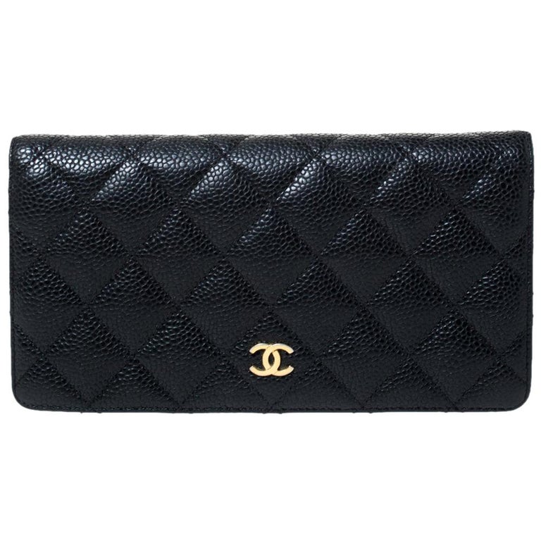 Chanel Black Quilted Caviar Leather L Yen Continental Wallet at 1stDibs   chanel black quilted wallet, chanel black wallet, quilted leather wallet