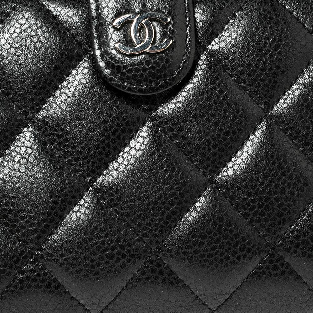 Chanel Black Quilted Caviar Leather L-Zip Pocket Wallet 6