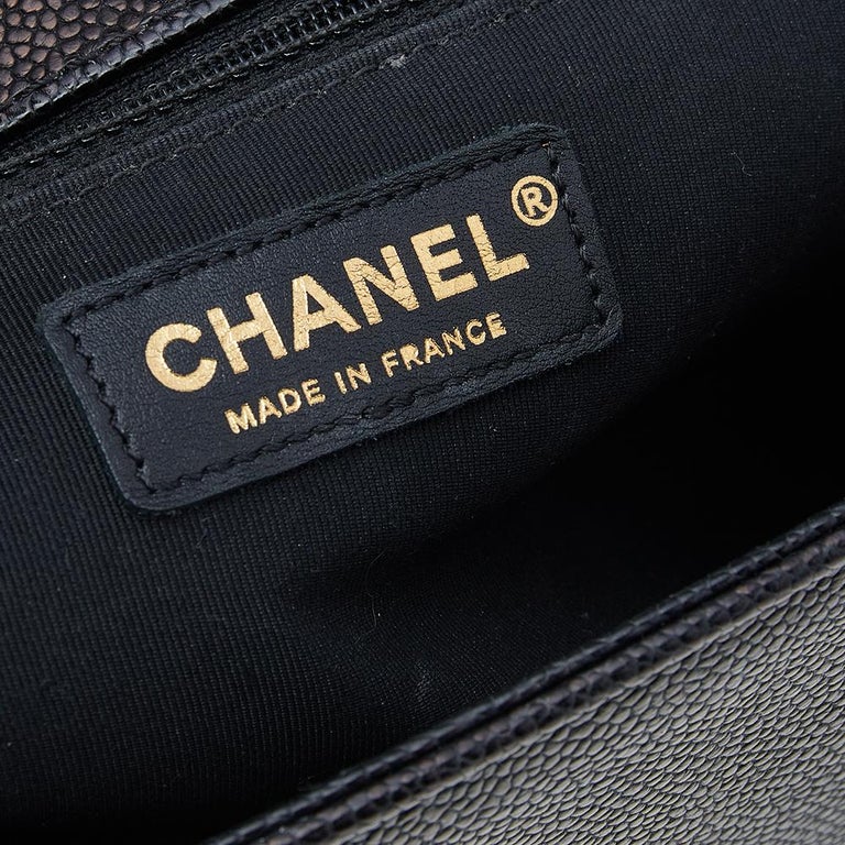 Chanel Black Quilted Caviar Leather Large Boy Bag For Sale at 1stDibs