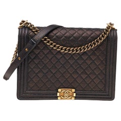 Chanel Black Quilted Caviar Leather Large Boy Bag