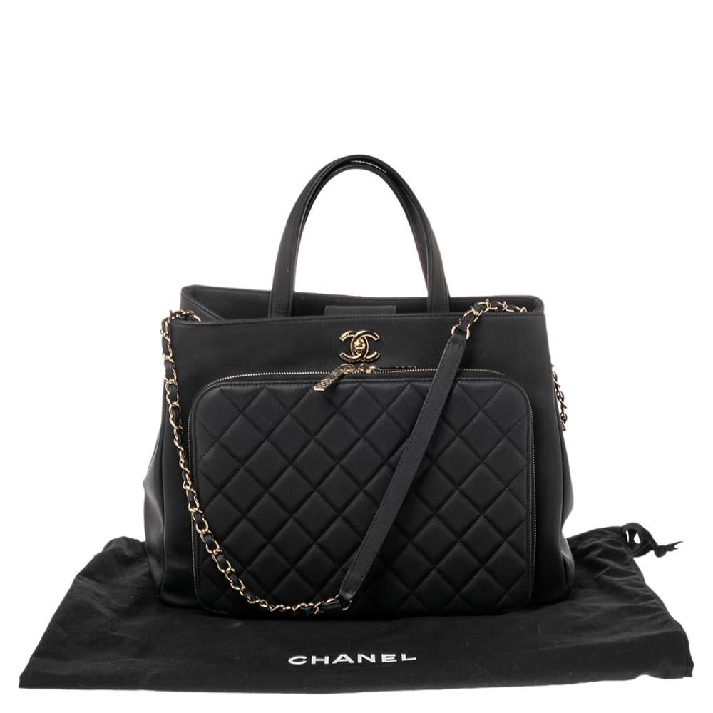 Chanel Black Quilted Caviar Leather Large Business Affinity Shopper Tote 10