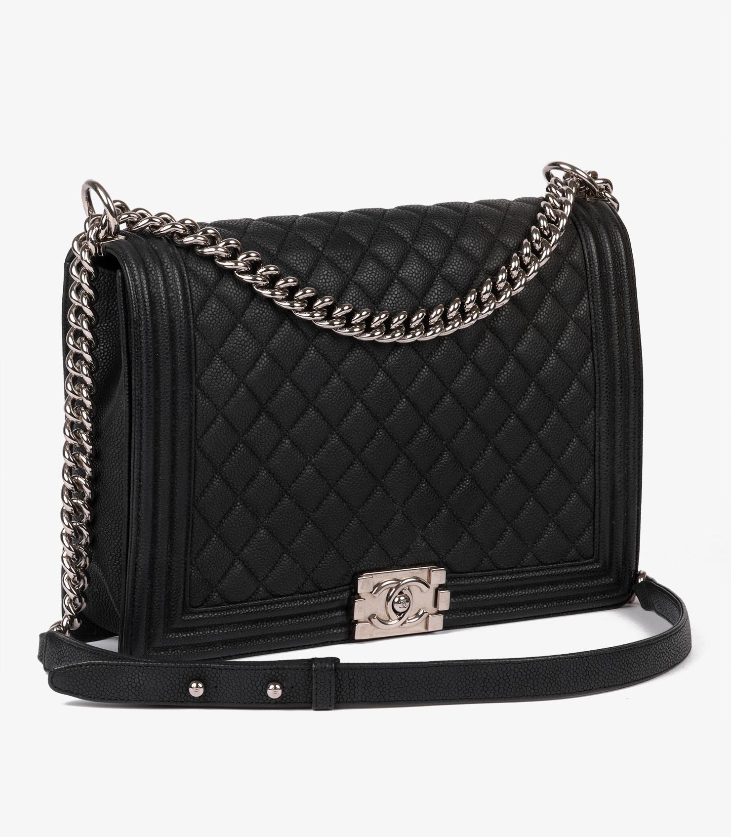 Nero Chanel Black Quilted Caviar Leather Large Le Boy Bag in vendita