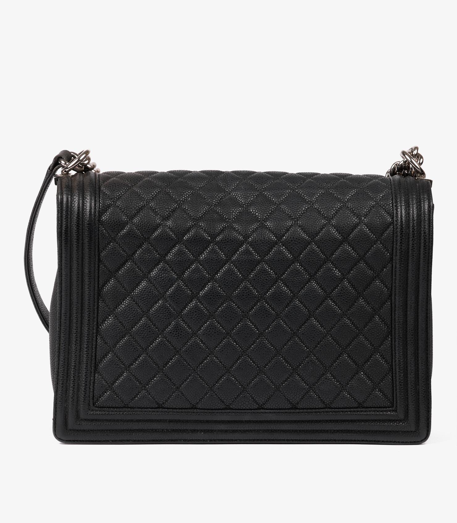 Chanel Black Quilted Caviar Leather Large Le Boy Bag For Sale 2
