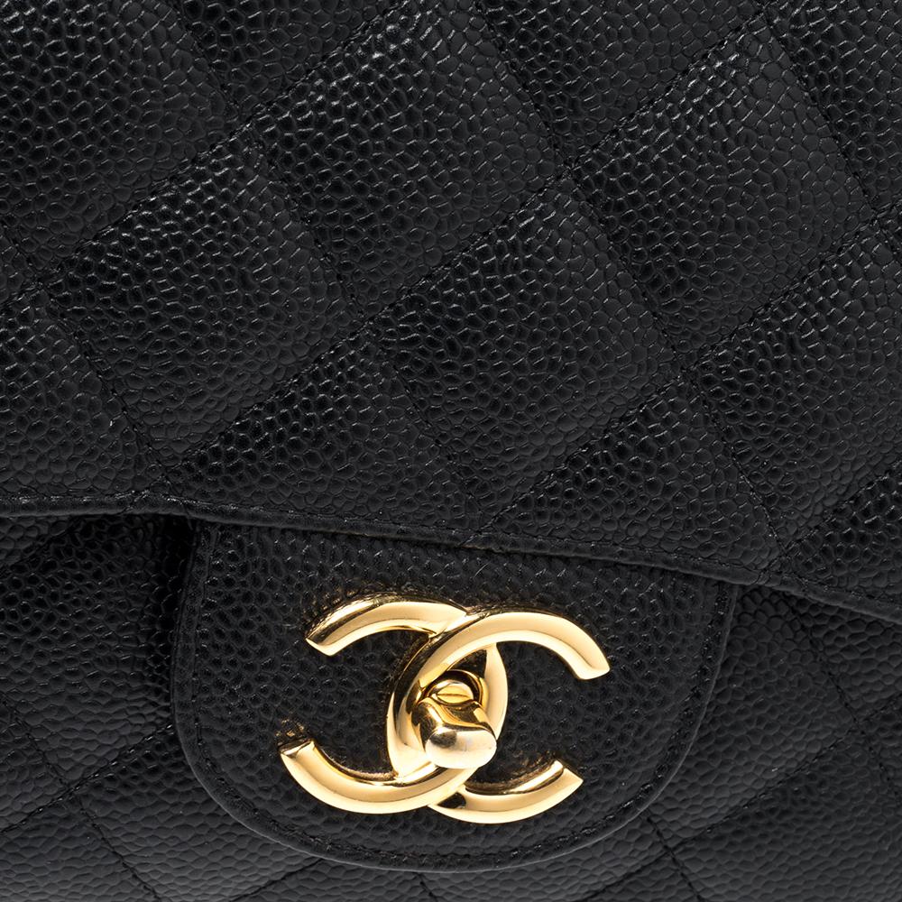 Chanel Black Quilted Caviar Leather Maxi Classic Double Flap Bag 6