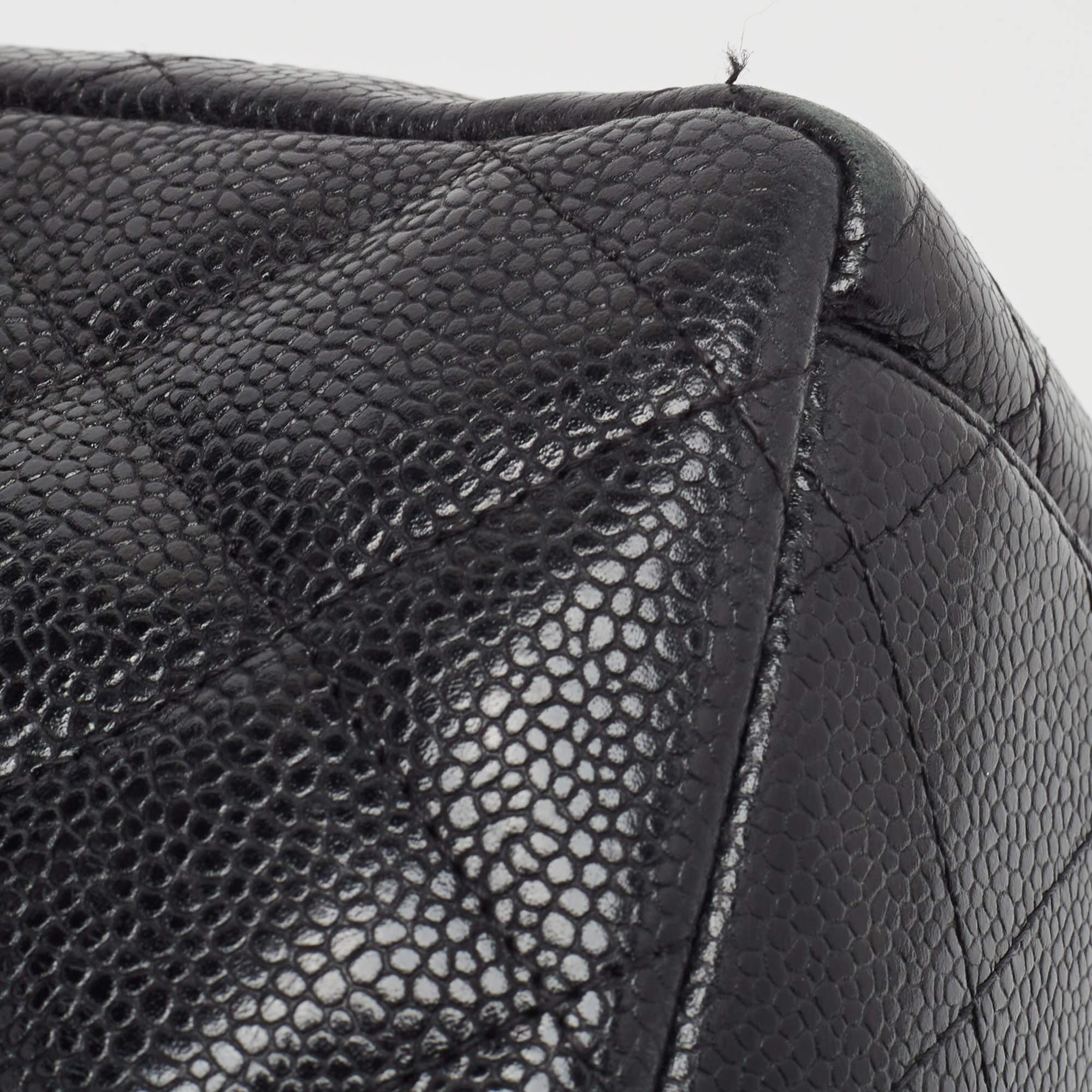 Chanel Black Quilted Caviar Leather Maxi Classic Double Flap Bag 6
