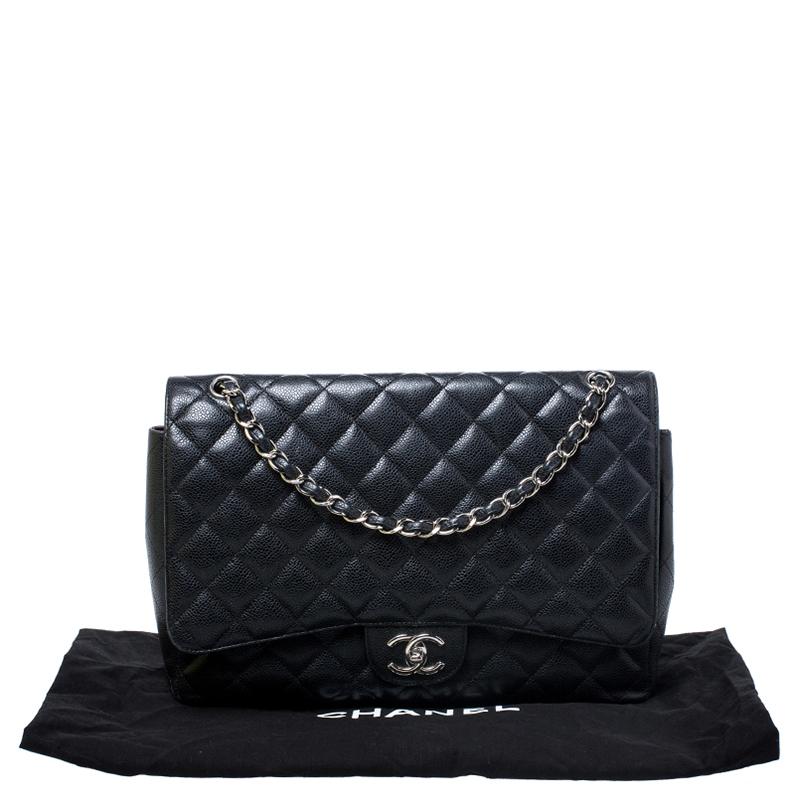 Chanel Black Quilted Caviar Leather Maxi Classic Double Flap Bag 8