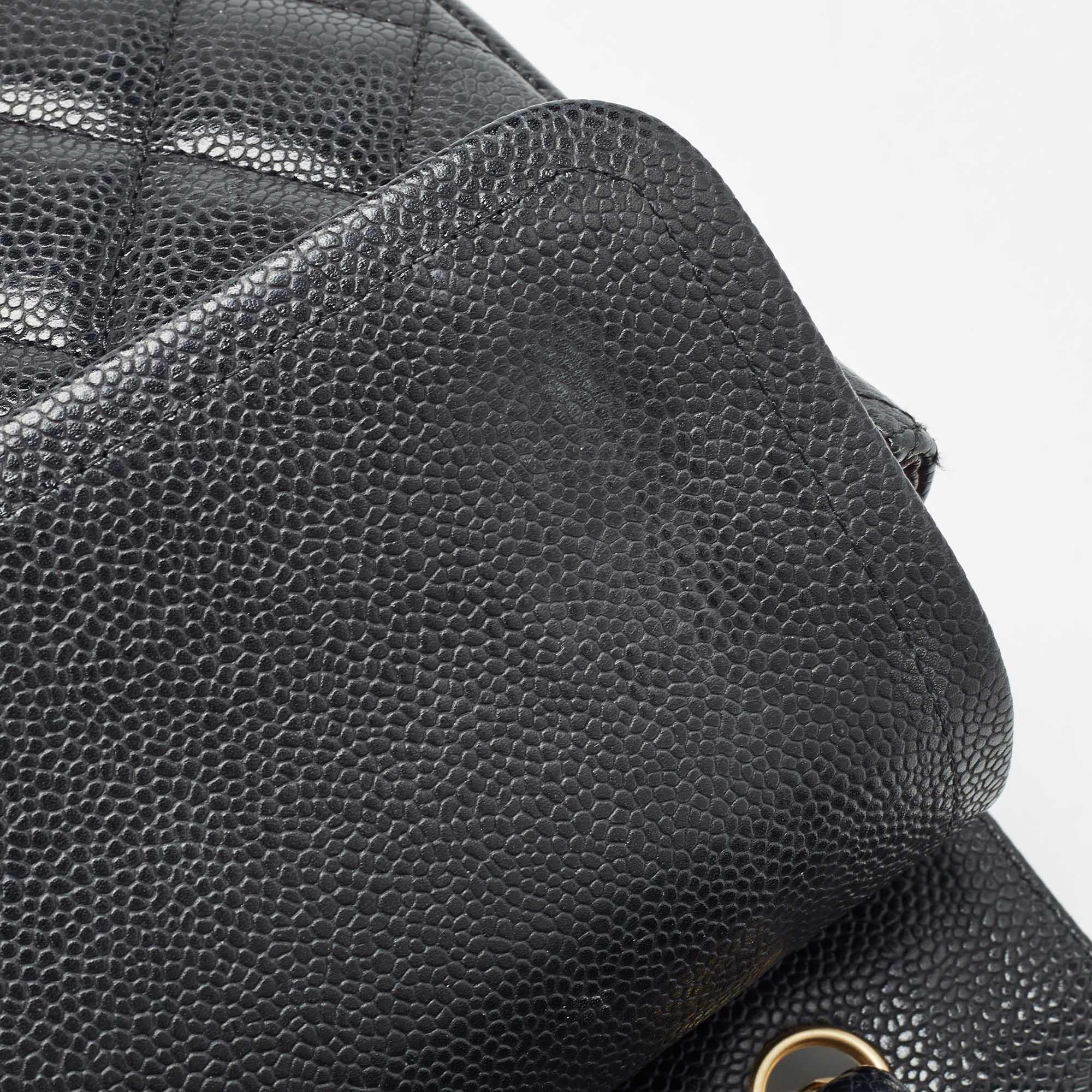 Bolso Chanel Negro Acolchado Caviar Piel Maxi Classic Doble Solapa 2