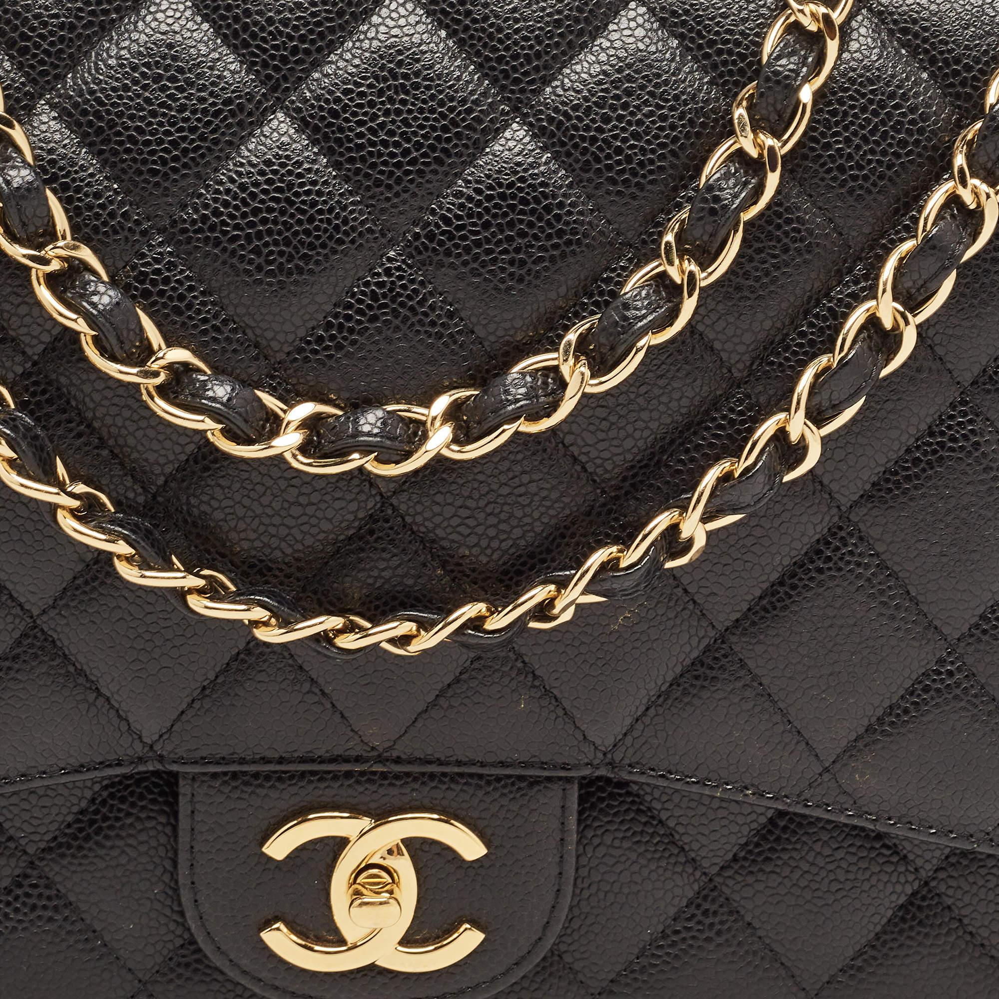 Chanel Black Quilted Caviar Leather Maxi Classic Double Flap Bag 2